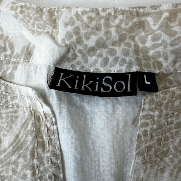 KikiSol 100% Cotton Tan Shell Tunic with Tan Trim size large - Picture 6 of 10